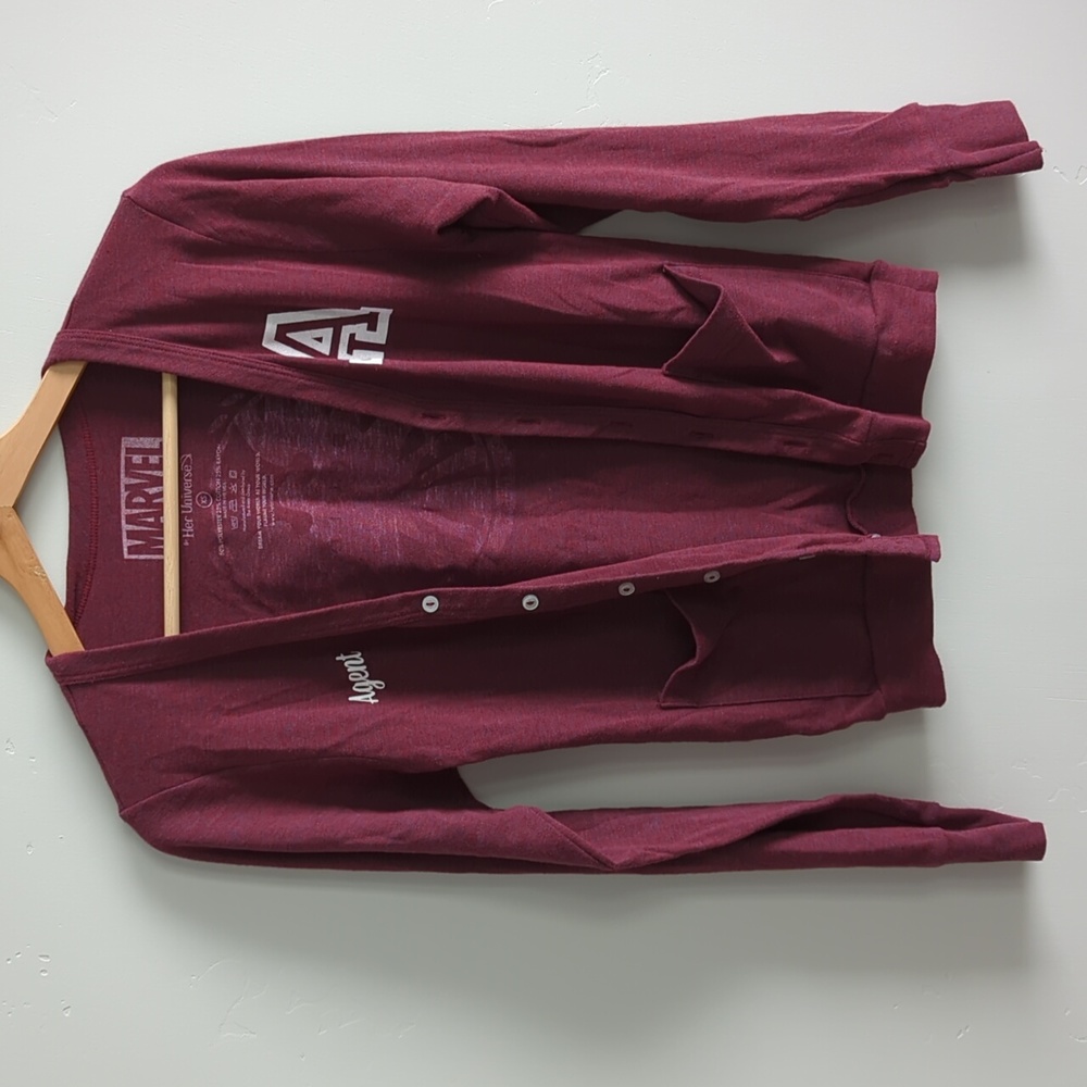 Her Universe. Marvel Shield Agent maroon cardigan. XS. Like new.